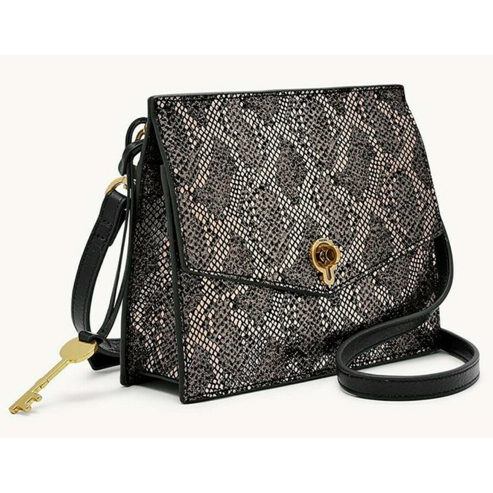 S Fossil Stevie Small Crossbody Silver Metallic Leather ZB7863043 NWT $138